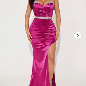 Pink Ruched Strapless Babydoll Prom Dress